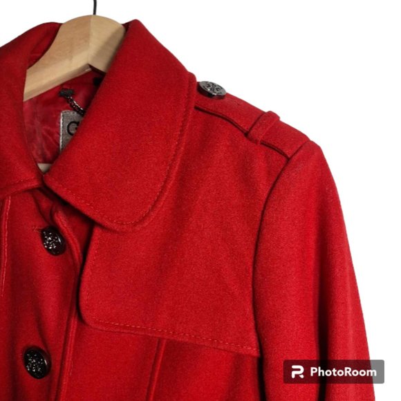 Guess Moda International Red Skirt Bottom Pea Coat Size Small - Picture 2 of 13